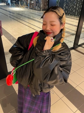 「アイテム（スカート、パープル系）」を使った、kureha さん（レディース・158cm）の秋コーディネート