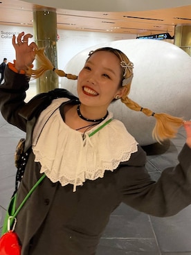 「アイテム（付け襟）」を使った、kureha さん（レディース・158cm）の秋コーディネート