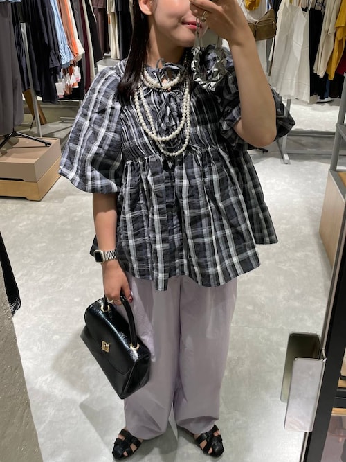 LOWRYS FARM - チェックパフスリーブブラウス LOWRYS FARM｜チェックパフスリーブブラウス | Rakuten Fashion