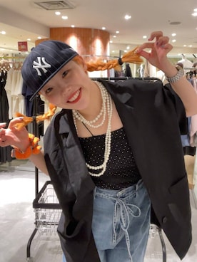 「LOWRYS FARM（ローリーズファーム）のパールタレンネックレス　249411（ネックレス）」を使った、kureha さん（レディース・158cm・20代）の夏コーディネート