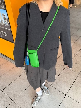 「LOWRYS FARM（ローリーズファーム）のＴＲノーカラージャケット  455469（テーラードジャケット、グレー系）」を使った、kureha さん（レディース・158cm）の春コーディネート