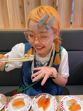 「LOWRYS FARM（ローリーズファーム）のパールタレンネックレス　249411（ネックレス）」を使った、kureha さん（レディース・158cm・20代）の夏コーディネート