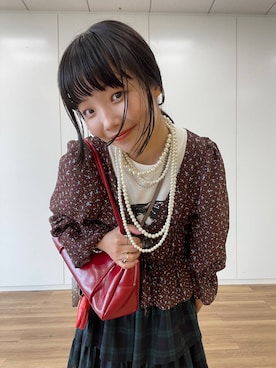「LOWRYS FARM（ローリーズファーム）のパールタレンネックレス　249411（ネックレス）」を使った、kureha さん（レディース・158cm・20代）の夏コーディネート