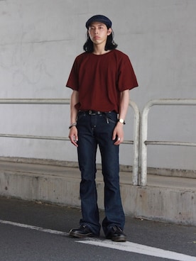 「Champion（チャンピオン）のアイテム（Tシャツ/カットソー）」を使った、yutakaさん（メンズ・173cm）の夏コーディネート