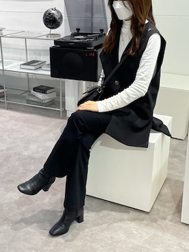 「RAY CASSIN（レイカズン）のアイテム（ベスト）」を使った、ほのさん（レディース・161cm）の冬コーディネート