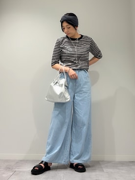 「collex（コレックス）のタックウエストデニムパンツ（デニムパンツ）」を使った、hanさん（レディース・162cm）の秋コーディネート