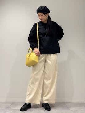 「collex（コレックス）のチャーム付き 2WAYキューブボストン（ボストンバッグ）」を使った、hanさん（レディース・162cm）の秋コーディネート