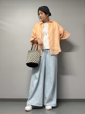 「collex（コレックス）のANANS　SMALL MACRAMAE WC MIX（かごバッグ、その他）」を使った、hanさん（レディース・162cm）の春コーディネート