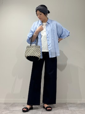 「collex（コレックス）のANANS　SMALL MACRAMAE WC MIX（かごバッグ、その他）」を使った、hanさん（レディース・162cm）の春コーディネート