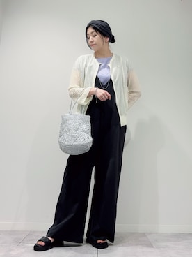 「collex（コレックス）の【ANANS】　SMALL マクラメ メタリック トートバッグ（かごバッグ）」を使った、hanさん（レディース・162cm）の秋コーディネート