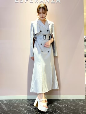 「ESPERANZA（エスペランサ）の【ラク盛り/約12cm】ラク盛り厚底グリッターツイードミュール（サンダル、ホワイト系）」を使った、konoさん（レディース・149cm）の夏コーディネート