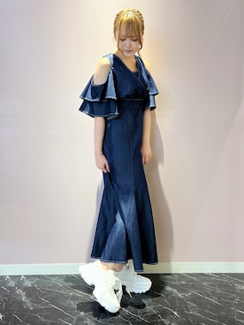 「ESPERANZA（エスペランサ）の【ゴム紐仕様】シフォンリボン付きジュエルマカロニスニーカー（スニーカー、ホワイト系）」を使った、konoさん（レディース・149cm）の夏コーディネート