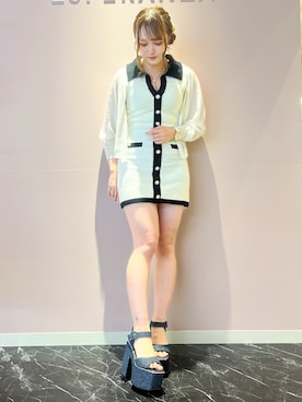 「ESPERANZA（エスペランサ）の【アゲ盛り/約14㎝】アゲ盛りサンダル（サンダル、ブルー系）」を使った、konoさん（レディース・149cm）の夏コーディネート