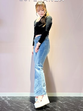 「ESPERANZA（エスペランサ）の◆ビジュースタッズウェッジサンダル（サンダル、ホワイト系）」を使った、konoさん（レディース・149cm）の春コーディネート