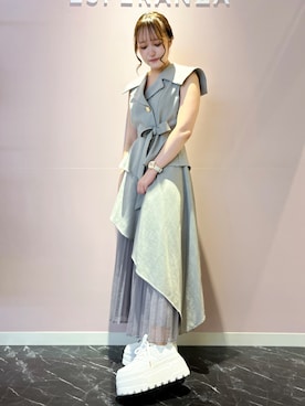 「ESPERANZA（エスペランサ）のラメライン厚底スニーカー（スニーカー、ホワイト系）」を使った、konoさん（レディース・149cm）の夏コーディネート