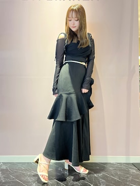 「ESPERANZA（エスペランサ）のゴールドラインミュールサンダル（サンダル、ホワイト系）」を使った、konoさん（レディース・149cm）の春コーディネート