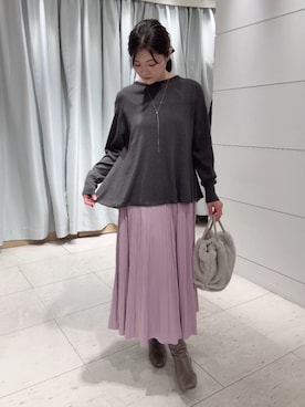 「アイテム（スカート、パープル系）」を使った、misa♡さん（レディース・160cm）の秋コーディネート