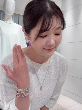 「UNTITLED（アンタイトル）の【前後2WAY】コットン混カールプルオーバー（カーディガン/ボレロ、ホワイト系）」を使った、misa♡さん（レディース・160cm）の夏コーディネート