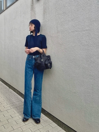 「Didot.showroom(ディドット ショールーム)の-5kg long boots cut denim(デニムパンツ)」を使った、Kanocoさん(レディース・170cm)の秋コーディネート