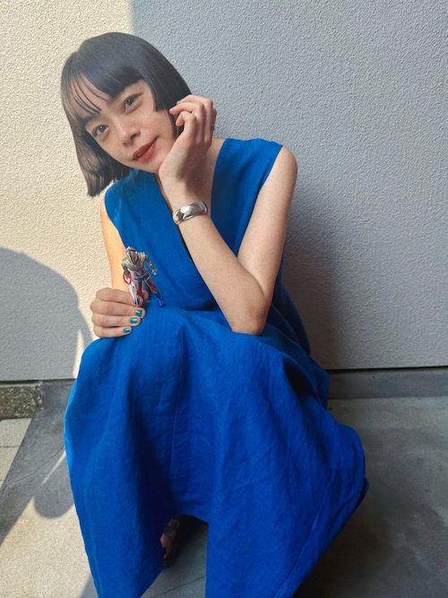 「Demi-Luxe BEAMS(デミルクス ビームス)のシンプル リネン 2WAY ドレス .M(ワンピース)」を使った、Kanocoさん(レディース・170cm)の夏コーディネート