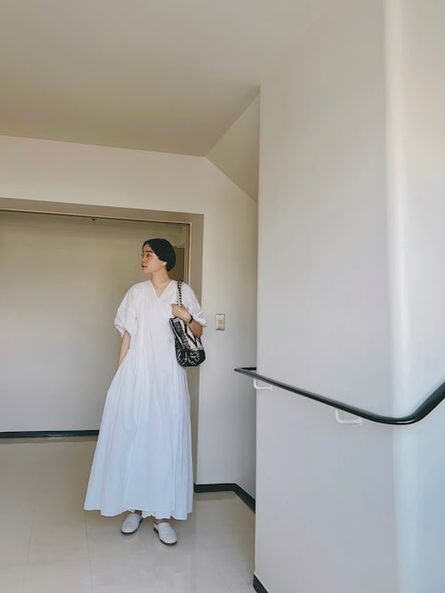 SALE【Curensology】2WAYコットンリネンドレス ホワイト