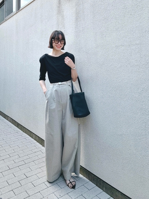 「BABYLONE(バビロン)のフライスパワショルTEE(Tシャツ/カットソー)」を使った、Kanocoさん(レディース・170cm)の夏コーディネート