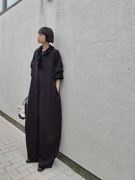 「conges payes ADIEU TRISTESSE（コンジェ ペイエ アデュートリステス）の【3月ベストセラーブランド内2位】【3月お気に入り登録ブランド内1位】Kanocoさんコラボ　フリルブラウス（シャツ/ブラウス、ブラック系）」を使った、Kanocoさん（レディース・170cm）の春コーディネート