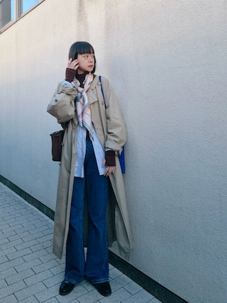 「Didot.showroom(ディドット ショールーム)の-5kg long boots cut denim(デニムパンツ)」を使った、Kanocoさん(レディース・170cm)の秋コーディネート