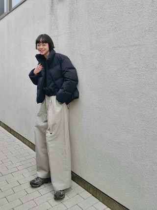 「Didot.showroom（ディドット ショールーム）の【DIDOT.】ナイロン スモック ジャンパー（ブルゾン）」を使った、Kanocoさん（レディース・170cm）の冬コーディネート