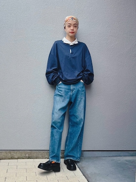 「アイテム（デニムパンツ）」を使った、Kanocoさん（レディース・170cm）の秋コーディネート