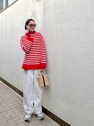 「human woman(ヒューマンウーマン)の◆ホワイトデニムパンツ(デニムパンツ)」を使った、Kanocoさん(レディース・170cm)の秋コーディネート