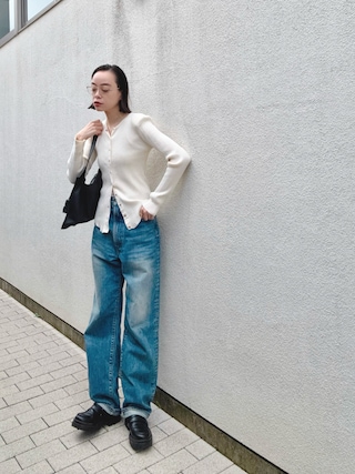「6(ロク)の<timemachine>HI WAIST DENIM/デニムパンツ(デニムパンツ)」を使った、Kanocoさん(レディース・170cm)の秋コーディネート