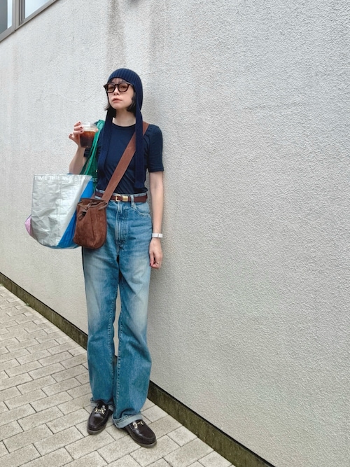 「6(ロク)の<timemachine>HI WAIST DENIM/デニムパンツ(デニムパンツ)」を使った、Kanocoさん(レディース・170cm)の秋コーディネート