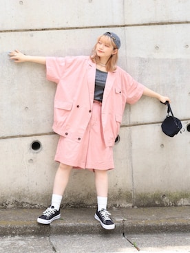 「DOUBLE NAME（ダブルネーム）のアイテム（その他アウター）」を使った、Tamaさん（レディース・156cm）の夏コーディネート