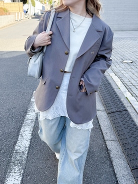 「DOUBLE NAME（ダブルネーム）のアイテム（ジャケット/アウター）」を使った、Tamaさん（レディース・156cm）の春コーディネート