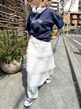 「DOUBLE NAME（ダブルネーム）のアイテム」を使った、Tamaさん（レディース・156cm）の春コーディネート