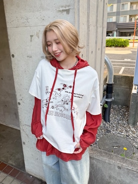 「DOUBLE NAME（ダブルネーム）のアイテム（パンツ）」を使った、Tamaさん（レディース・156cm）の春コーディネート