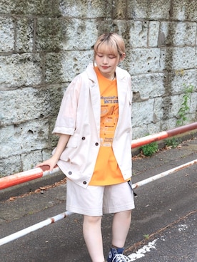 「DOUBLE NAME（ダブルネーム）のアイテム（その他アウター）」を使った、Tamaさん（レディース・156cm）の夏コーディネート