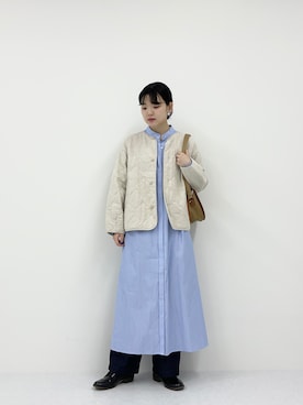 「かぐれ（カグレ）のアイテム（ノーカラージャケット）」を使った、おまつさん（レディース・161cm）の秋コーディネート