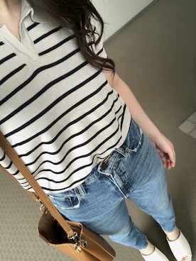 「MOUSSY（マウジー）のMVS SKINNY（デニムパンツ）」を使った、maさん（レディース・156cm）の秋コーディネート