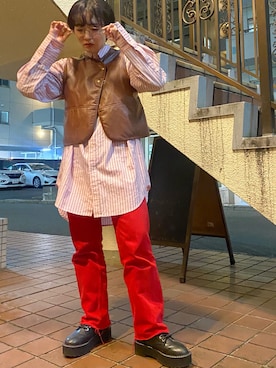 「red」｜「アイテム（ブーツ）」を使った、KOTOmiさん（レディース・158cm）の秋コーディネート