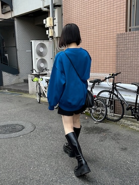 「ブルーニット」｜「アイテム（ブーツ）」を使った、イチカさん（レディース・164cm）の春コーディネート