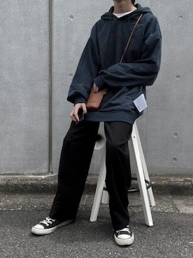 「SHAREEF（シャリーフ）のアイテム（パーカー）」を使った、'_En_さん（メンズ・165cm）の秋コーディネート