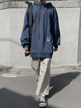「SHAREEF（シャリーフ）のアイテム（パーカー）」を使った、'_En_さん（メンズ・165cm）の夏コーディネート