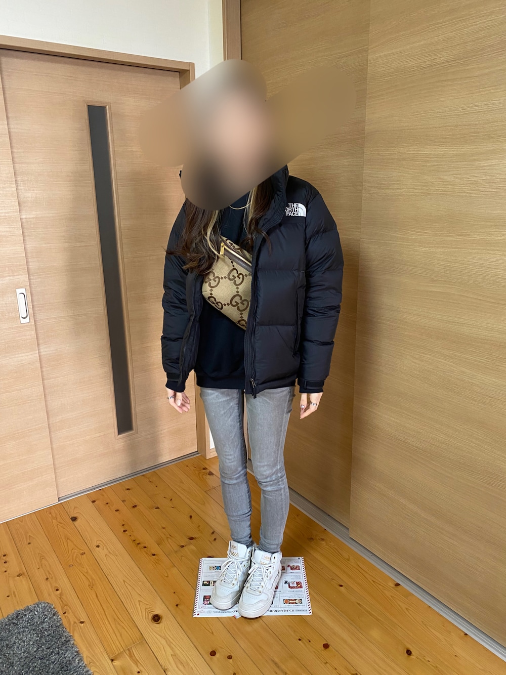 「シンプルコーデ、パンツスタイル」｜「THE NORTH FACEのTHE NORTH FACE / Nuptse Jacket（ダウンジャケット/コート、ブラック系）」を使った、as2k328さん（レディース・173cm）の冬コーディネートの1枚目の写真