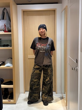 「X-girl（エックスガール）のアイテム（Tシャツ/カットソー）」を使った、西野望さん（レディース・162cm）の夏コーディネート