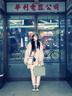 「PULL&BEAR（プルアンドベア）のアイテム（帽子）」を使った、MeBoさん（レディース・157cm）の冬コーディネート