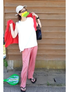 「カラー×コーデ」｜「アイテム（アナログ腕時計）」を使った、あんさん（レディース・160cm）の夏コーディネート