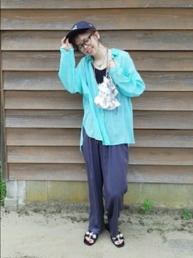 「tiny tiny（ティニーティニー）のアイテム（バッグ）」を使った、あんさん（レディース・161cm）の夏コーディネート