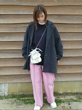 「tiny tiny（ティニーティニー）のアイテム（バッグ）」を使った、あんさん（レディース・161cm）の春コーディネート